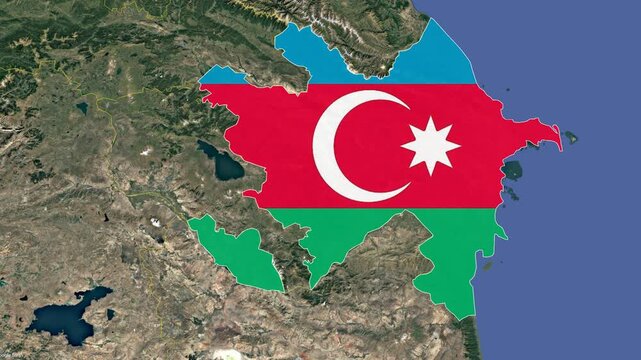 Video animation: Map of Azerbaijan with Flag