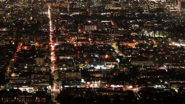 Los Angeles Night Time Lapse Telephoto Time Lapse California USA