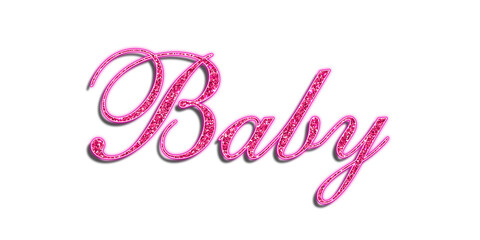 Pink glitter baby text effect with cursive calligraphic luxury typography isolated PNG © Ndoewer