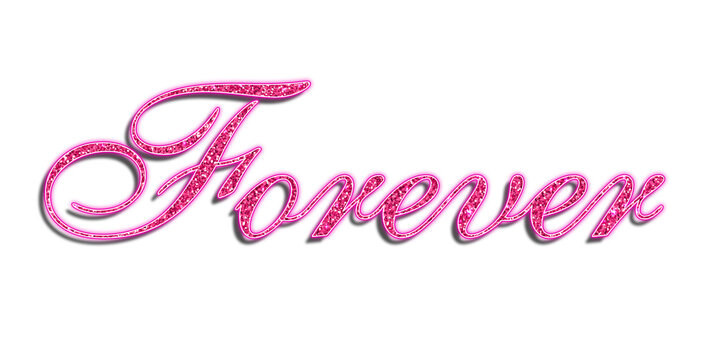Forever text effect title with pink glitter calligraphy script typography style isolated on transparent background