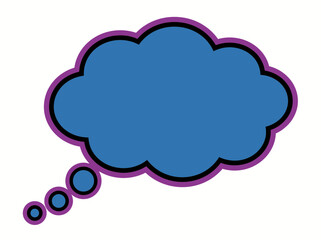 Obraz premium Dynamic graphic of a stylized blue thought or speech bubble with a distinct purple outline, perfect for illustrating various communication concepts