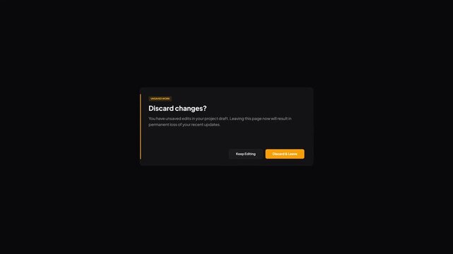 Discard Changes Unsaved Edits Modal Dialog Window Dark UI Design