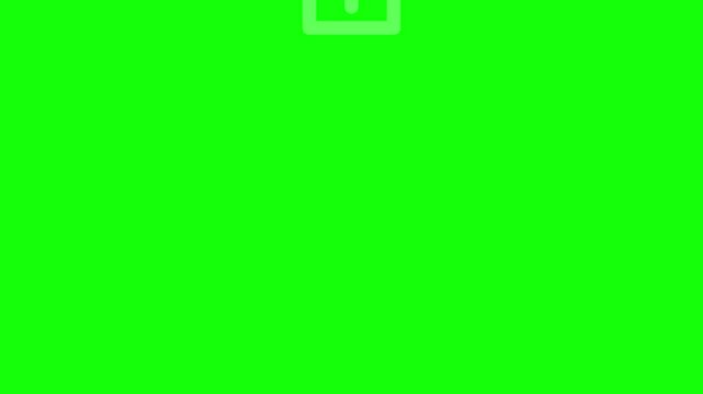 White upload and share icon on green screen chroma key background.