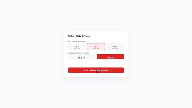 Fitness Training Appointment Reschedule Slot Fully Booked Error Warning UI Animation Light Theme