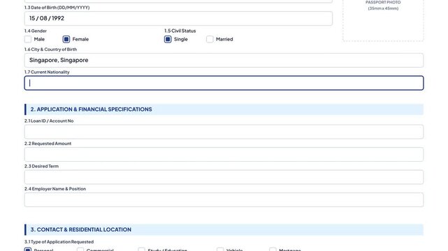 Online General Loan Application Form Filling Animation with Submit Button Action