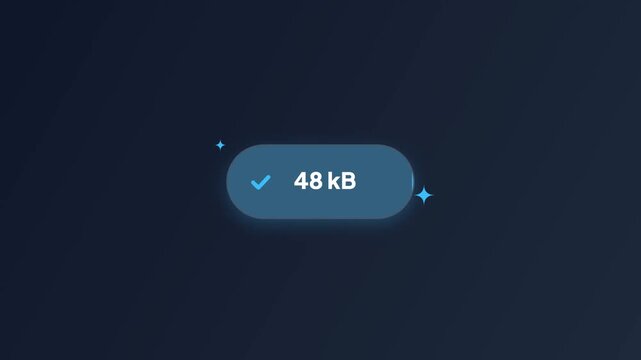 Pill Shape Download Progress Bar Animation with File Size and Checkmark Icon
