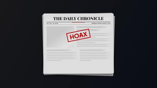 Newspaper Hoax Red Stamp Motion Graphic Concept Media Verification