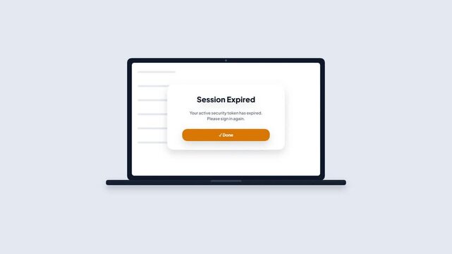 Laptop Screen Session Expired Security Alert Popup Modal Motion Graphic Animation for UI UX Web Interface
