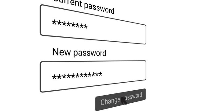 Password change user interface animation with success message