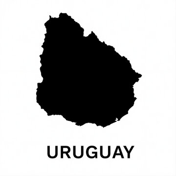 Minimalist black silhouette map of uruguay
