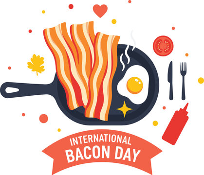 Bacon and Egg Breakfast Illustration for International Bacon Day