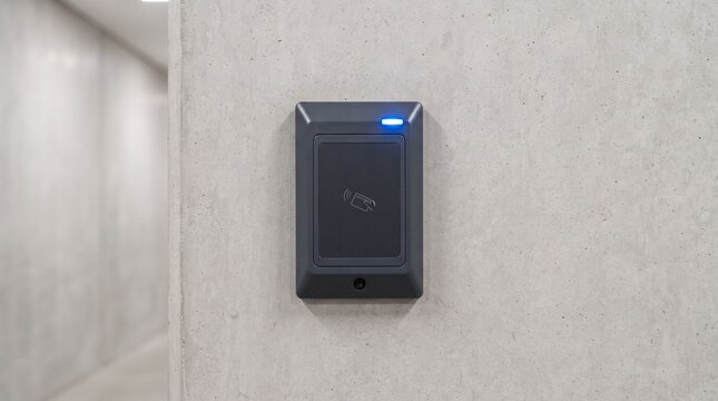 Smart access control system mounted on a concrete wall  