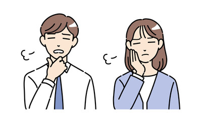 Fototapeta premium がっかりしている若い男女の会社員のイラストセット