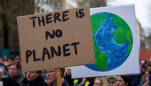 Generative AI protest sign emphasizing urgency of climate change awareness