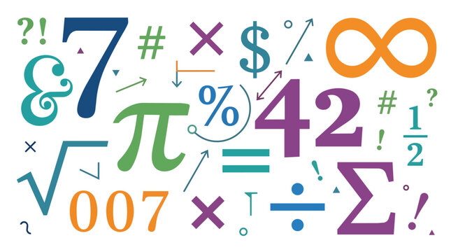 Mathematics symbols and scientific notation set in flat vector illustration for educational curriculum and stem branding