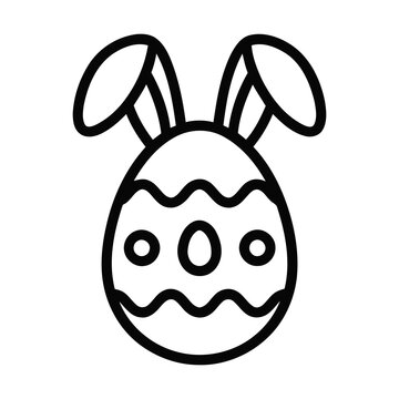 Minimalist Outline Easter Egg With Rabbit Ears Spring Holiday Icon