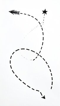 A dashed line traces a winding path, culminating in an arrow and a star
