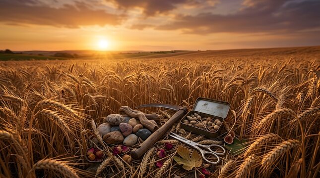 Golden Wheat Field Sunset Harvest