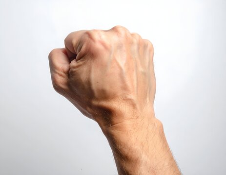 Back view of human fist gesture