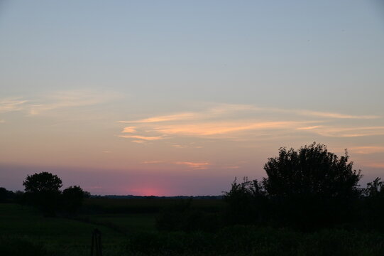 Blue Sky and Clouds in a Colorful Sunset