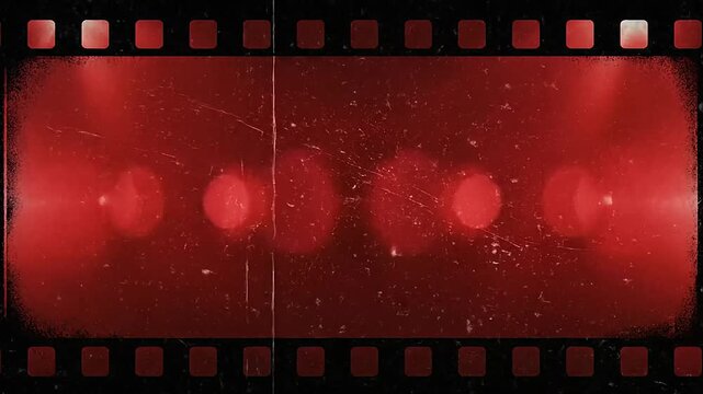 Red light leaks and retro scratch dust over vintage film textures