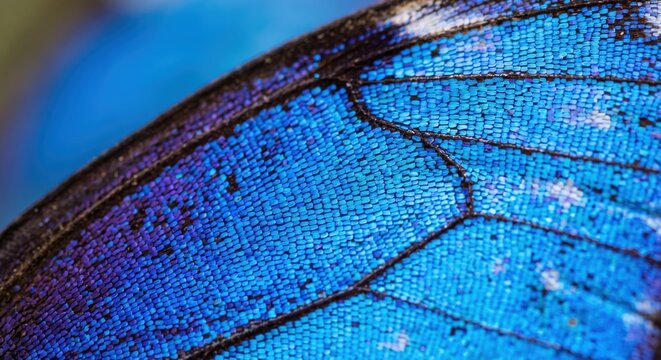 Macro Detail of Blue Butterfly Wing