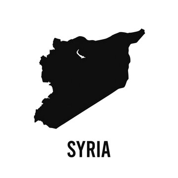Minimalist black silhouette map of syria
