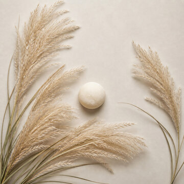 Autumn moon viewing tsukimi susuki grass flat lay