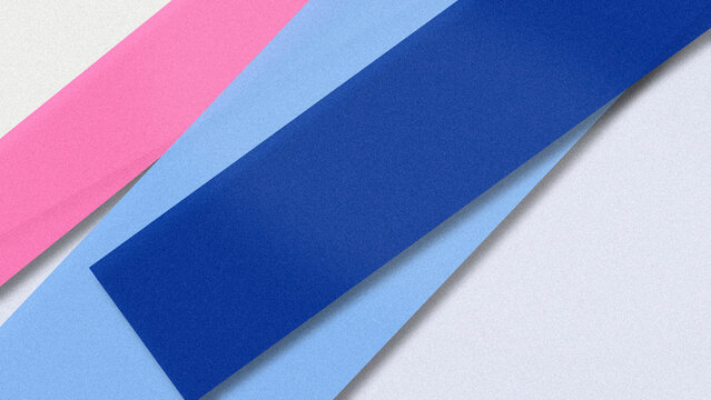 Bright pink, sky blue, and deep blue paper rectangles overlap diagonally on a pale surface, delivering energetic contrast for bold ads, posters, and site banners.
