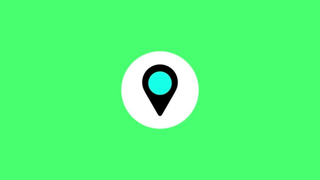 Map Pin Location Marker Icon inside White Circle Badge on Green Background for Mobile Navigation GPS Route Tracking Geographical Address and Place Search UI UX Design