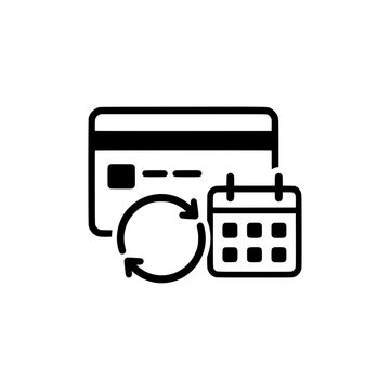 Credit Card Subscription Renewal and Payment Schedule Vector Icon Solid Style