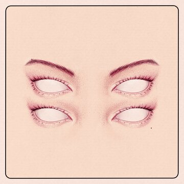 Illustration of Four White Eyes in pointillism, good for art print, tattoo, etc