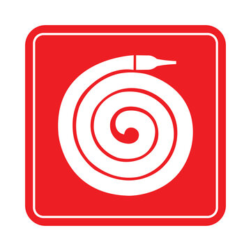 Fire hose reel sign, emergency safety equipment vector icon
