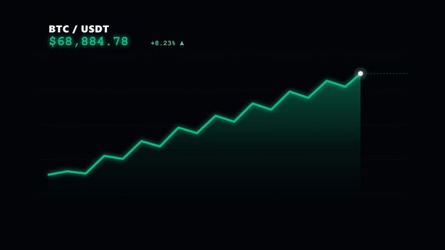 Real-time cryptocurrency trading ticker: BTC to USDT financial market data stream