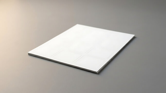 Blank White Paper Document with Perforated Edge on a Plain Gray Background with Soft Lighting