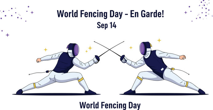 Fencing Sport Illustration with Two Duelists in Competitive Stance