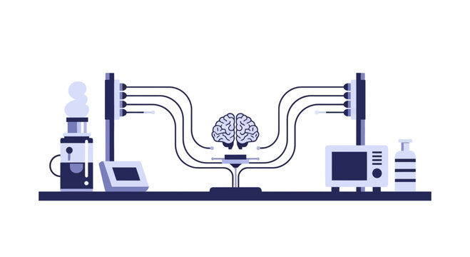 Minimalist Brain Research and Neuroscience Laboratory Vector Illustration