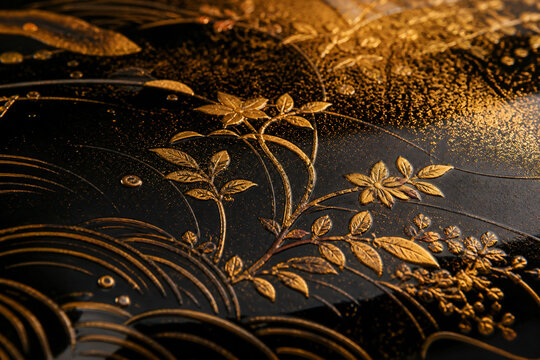Makie gold lacquer craft detail texture