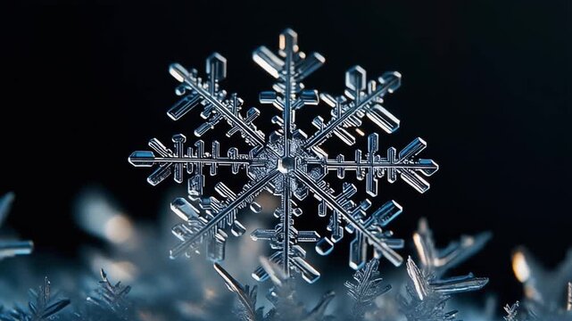Snowflake Macro 3D Render Crystal for Winter Season and Cold Weather Concept