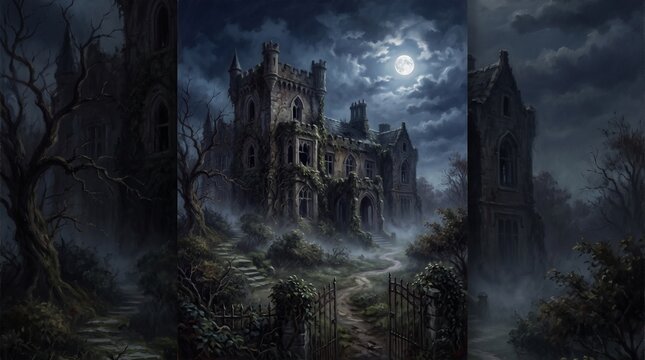 Abandoned gothic mansion