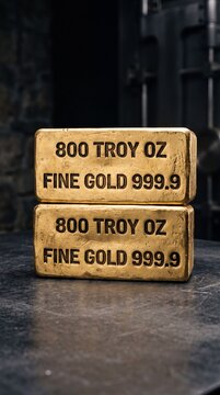 800 Troy Oz Stacked Gold Bars Inside A Vault Reserve