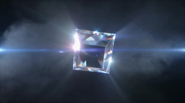 Abstract 3D Render of a Glowing AI Crystal Cube for Data Core Technology and Digital Innovation Concepts