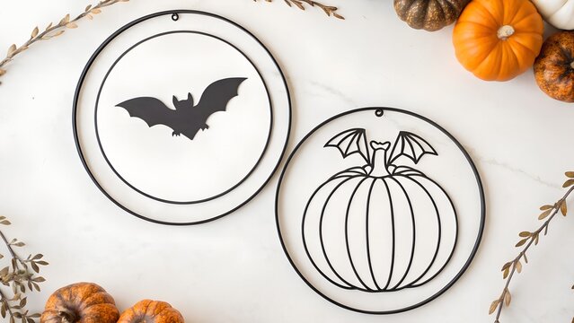 Halloween Pumpkin Card with Orange Pumpkin, Autumn Leaves and Harvest Elements, Festive Fall Holiday Vector Illustration Background for Seasonal Decoration and October Design