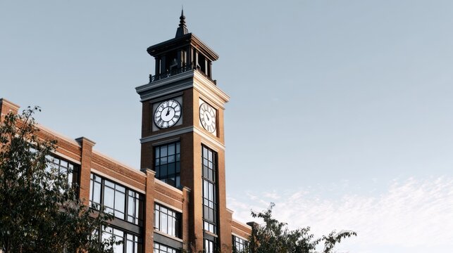 Historic Clock Tower Against Clear Sky in Urban Setting
