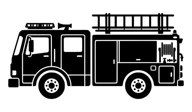 Fire Truck Silhouette Simplified Vehicle Vector Icon