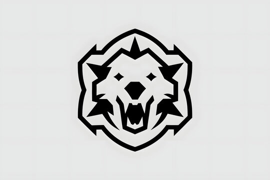 Aggressive wolf head emblem with sharp geometric accents for esports and sports identity.