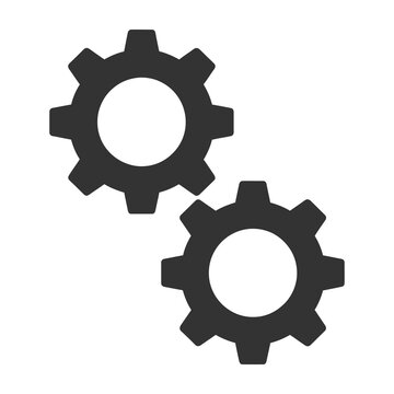 Two interlocking gear icons for industry and technology