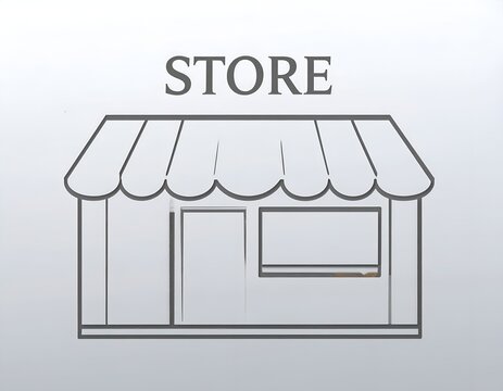Simple line drawing of a retail storefront facade.