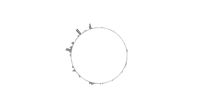 Circular interface audio voice music sound spectrum equalizer, 4k footage, Sound Audio Wave Circle Animation for Music Visualizer. White bars equalizer graph with green screen, Simple Sound