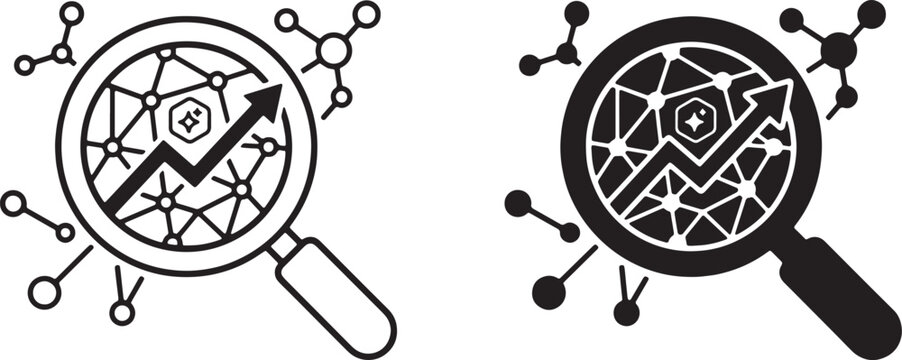 AI Data Insight Magnifying Glass Analytics Icon